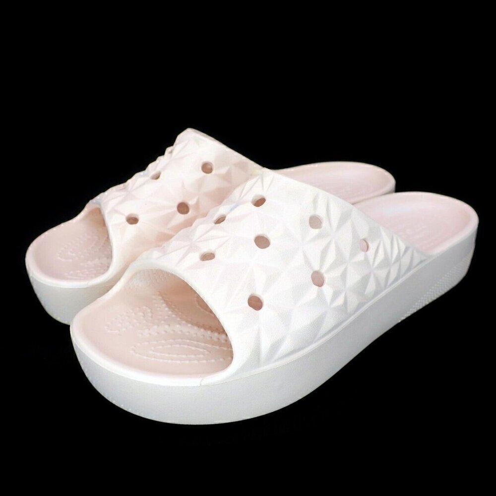 Crocs Classic Platform Slides Slip-on Comfort Sandals Pink Quartz Women's 9